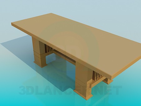 3D Modell Ein großer Schreibtisch aus Holz - Vorschau