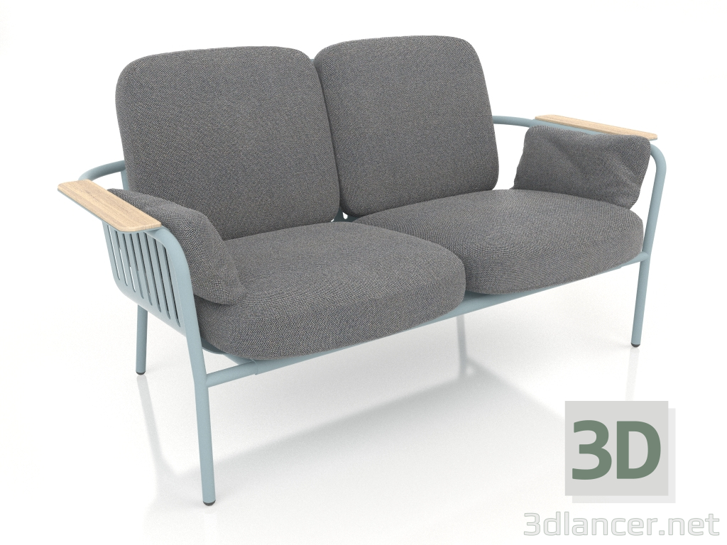 3d model 2-seater sofa (Blue gray) - preview