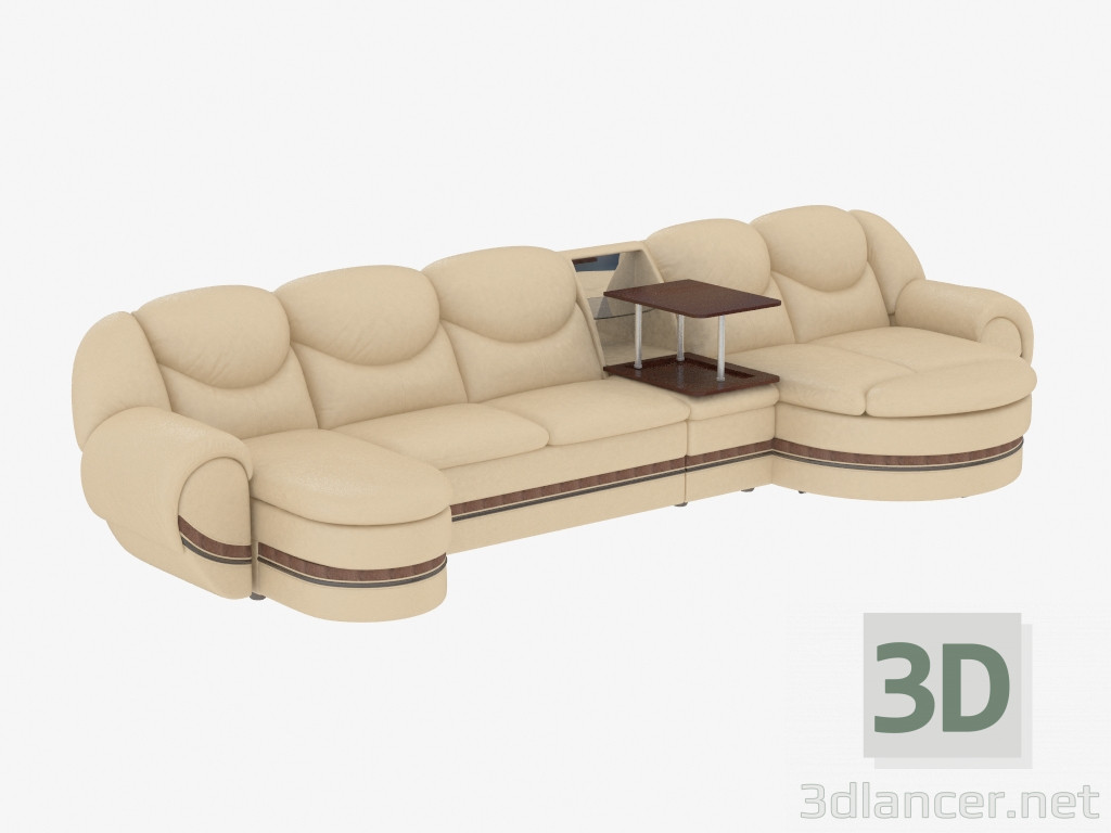 3d model Sofá modular con mesa de centro - vista previa