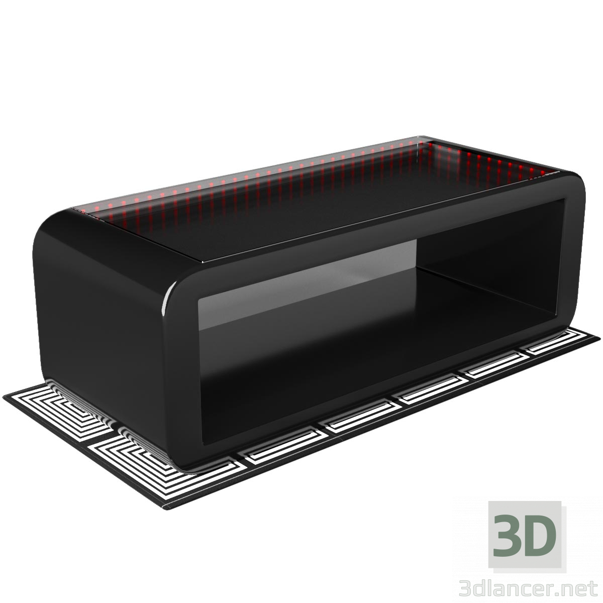 Mesa de diseño con efecto infinito tridimensional. 3D modelo Compro - render