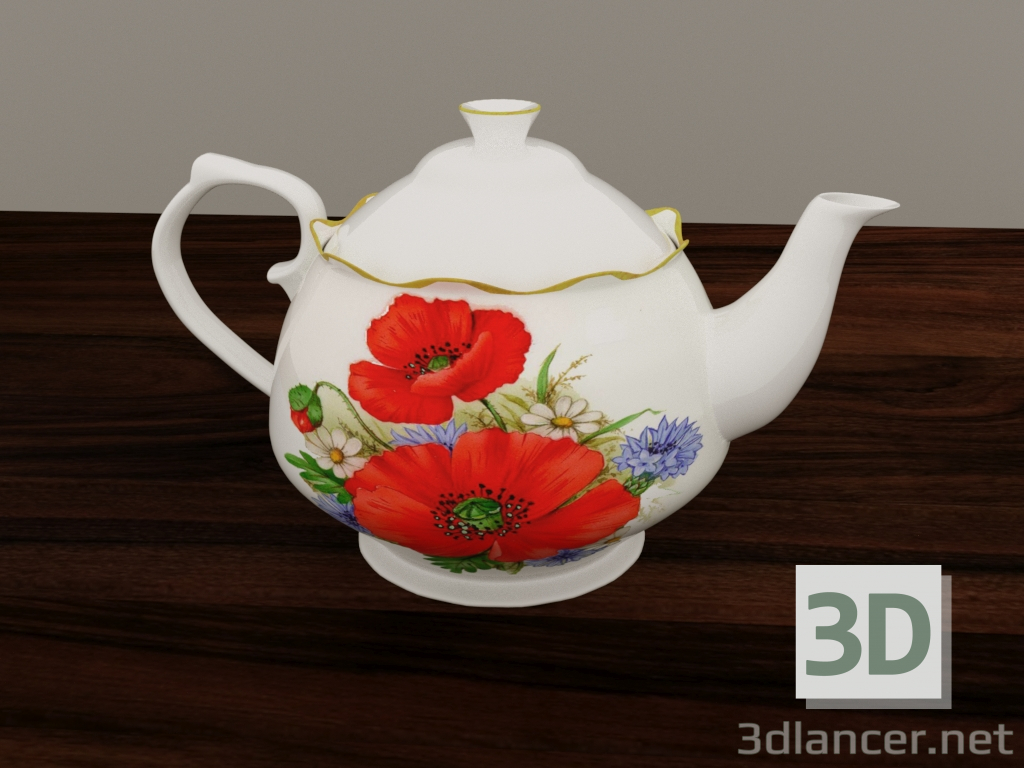 Modelo 3d Bule de porcelana - preview