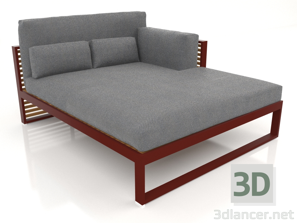 3d model Sofá modular XL, sección 2 derecha, respaldo alto, madera artificial (Rojo vino) - vista previa