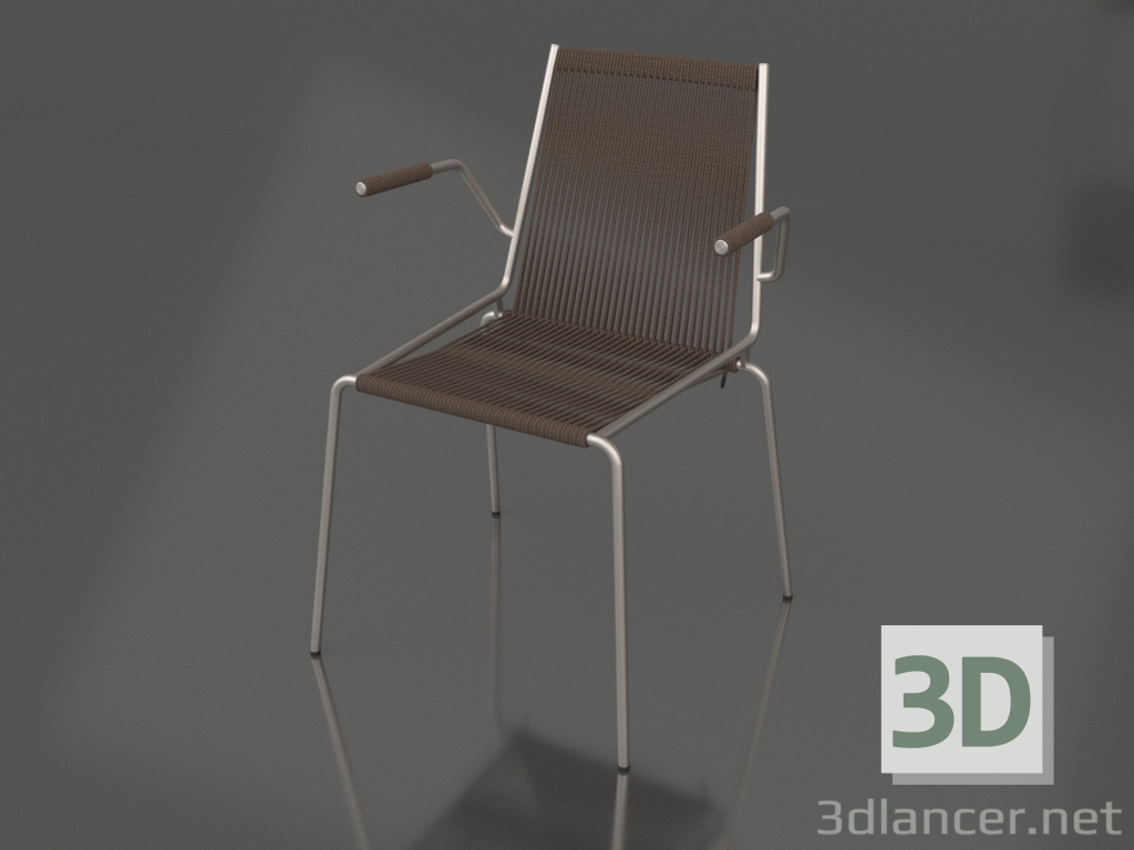 3d model Silla con reposabrazos Noel (Base Acero, Lana Gris Oscuro) - vista previa