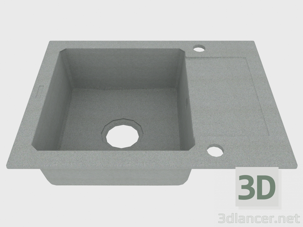 3D Modell Spüle, 1 Schüssel mit Abtropffläche - grau metallic Zorba (ZQZ S11A) - Vorschau