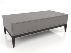 Table basse, placage noyer finition W, laque gris-beige mate (119,5 x 59,5 x 40 cm)