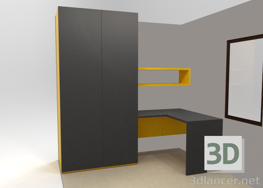 3D Modell Kleiderschrank + Tisch - Vorschau