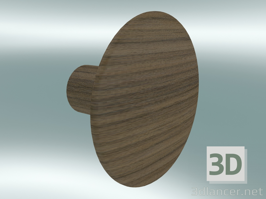 3D Modell Kleiderhaken Dots Wood (Ø6,5 cm, Nussbaum) - Vorschau