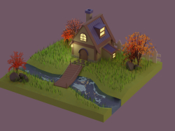 Casa de otoño low poly