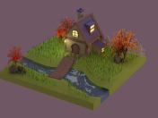 Casa de otoño low poly