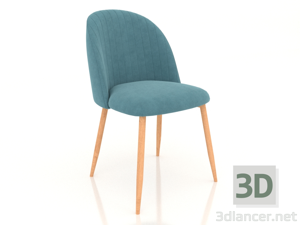 modello 3D Sedia Angela (legno turchese) - anteprima