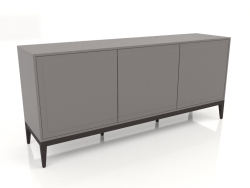 Credenza, finitura noce impiallacciato W, laccato grigio-beige opaco (180x45x80 cm)