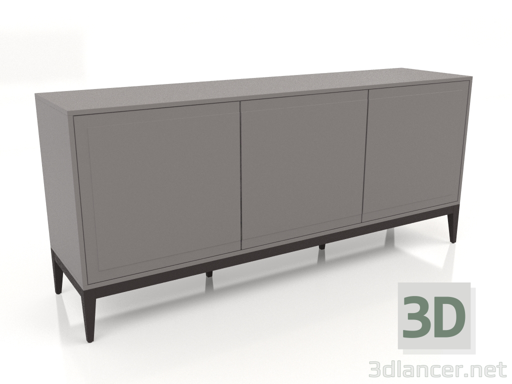 modello 3D Credenza, finitura noce impiallacciato W, laccato grigio-beige opaco (180x45x80 cm) - anteprima