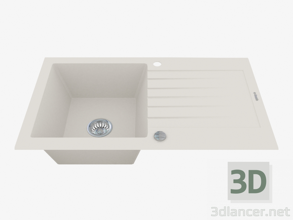 3d model Fregadero, 1 recipiente con un ala para secar - alabastro Zorba (ZQZ A113) - vista previa