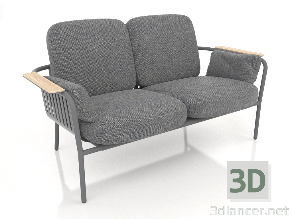 3d model 2-seater sofa (Anthracite) - preview