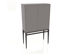 Büfe, ceviz kaplama, W kaplama, mat gri-bej lake (90x39,5x150 cm)