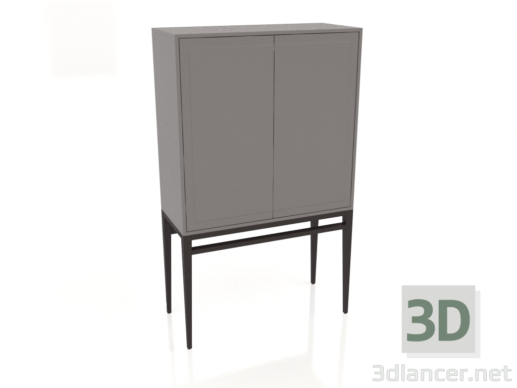 3D modeli Büfe, ceviz kaplama, W kaplama, mat gri-bej lake (90x39,5x150 cm) - önizleme