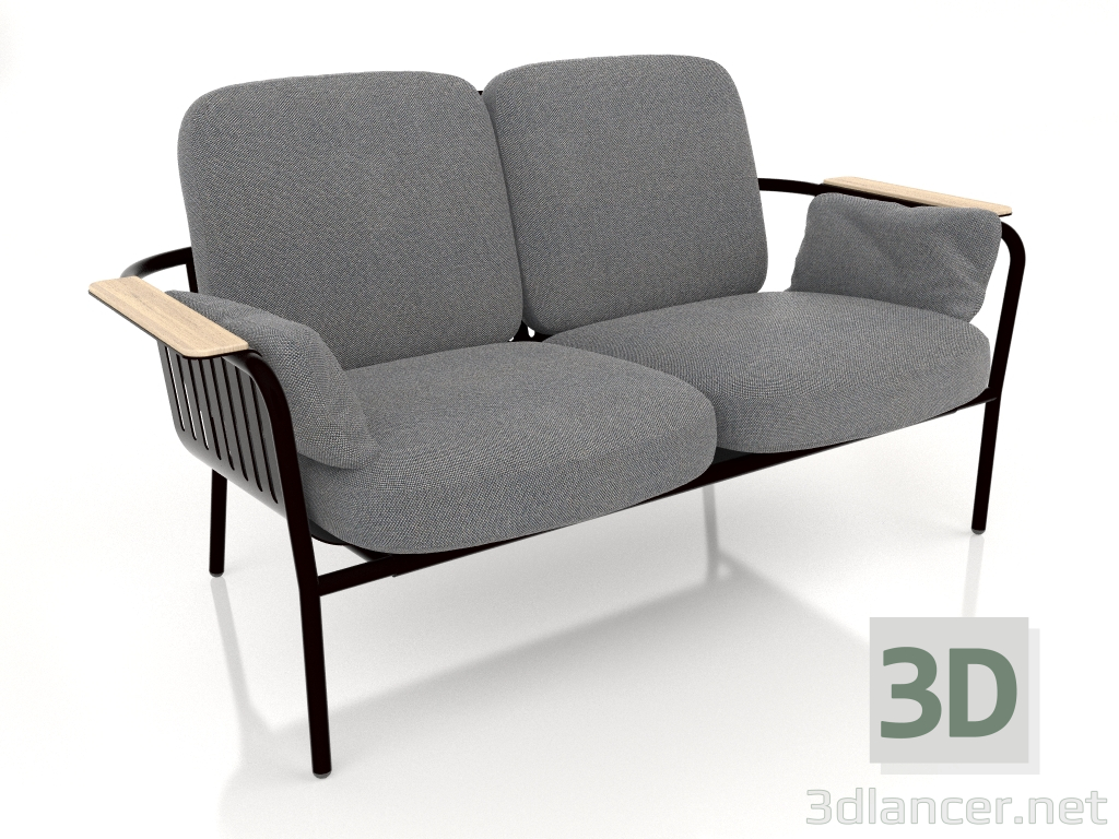 3d model 2-seater sofa (Black) - preview