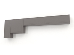 Guarda-roupa de parede com acabamento em laca cinza-bege fosca (270x25x80 cm)