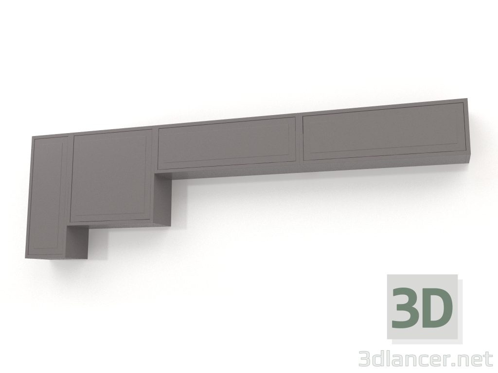 3d model Wall-mounted wardrobe, matte gray-beige lacquer finish (270x25x80 cm) - preview