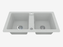 Sink, 2 bowls without wing for drying - gray metal Zorba (ZQZ S203)