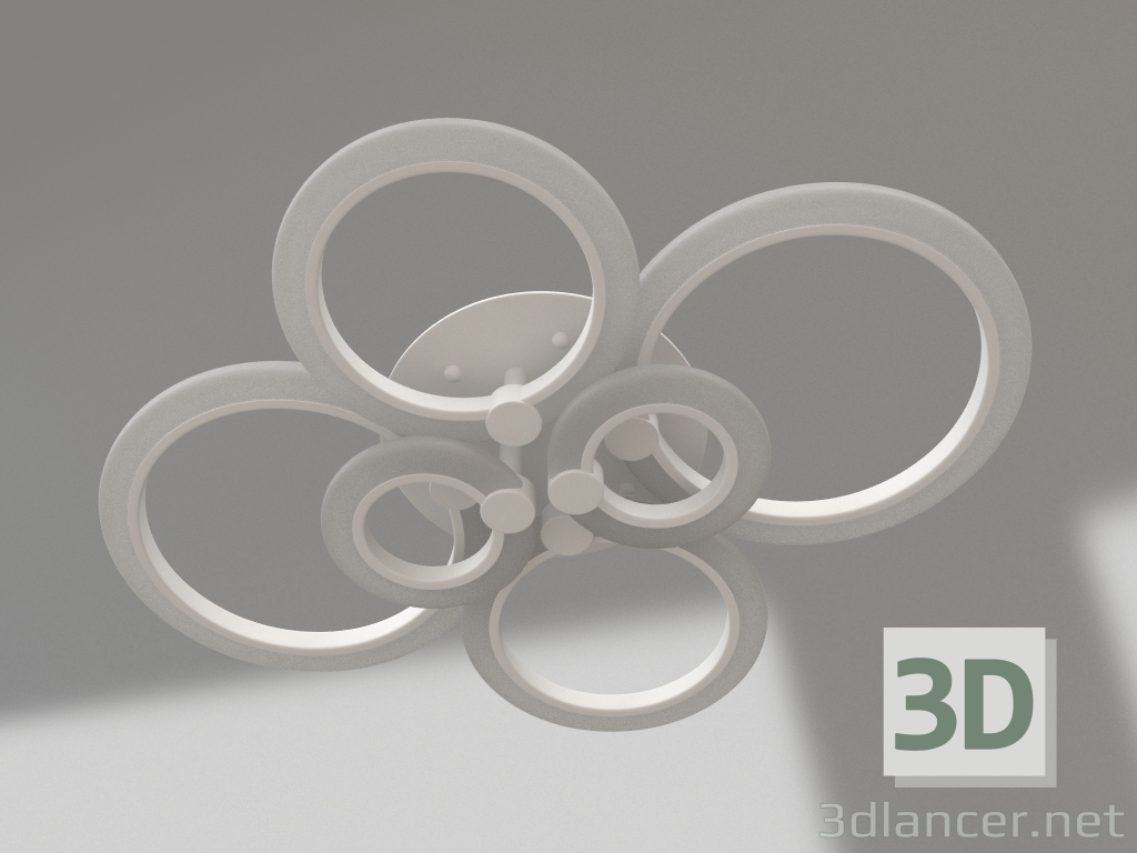 modello 3D Lampadario dimmerabile Saga bianco 07819A) - anteprima