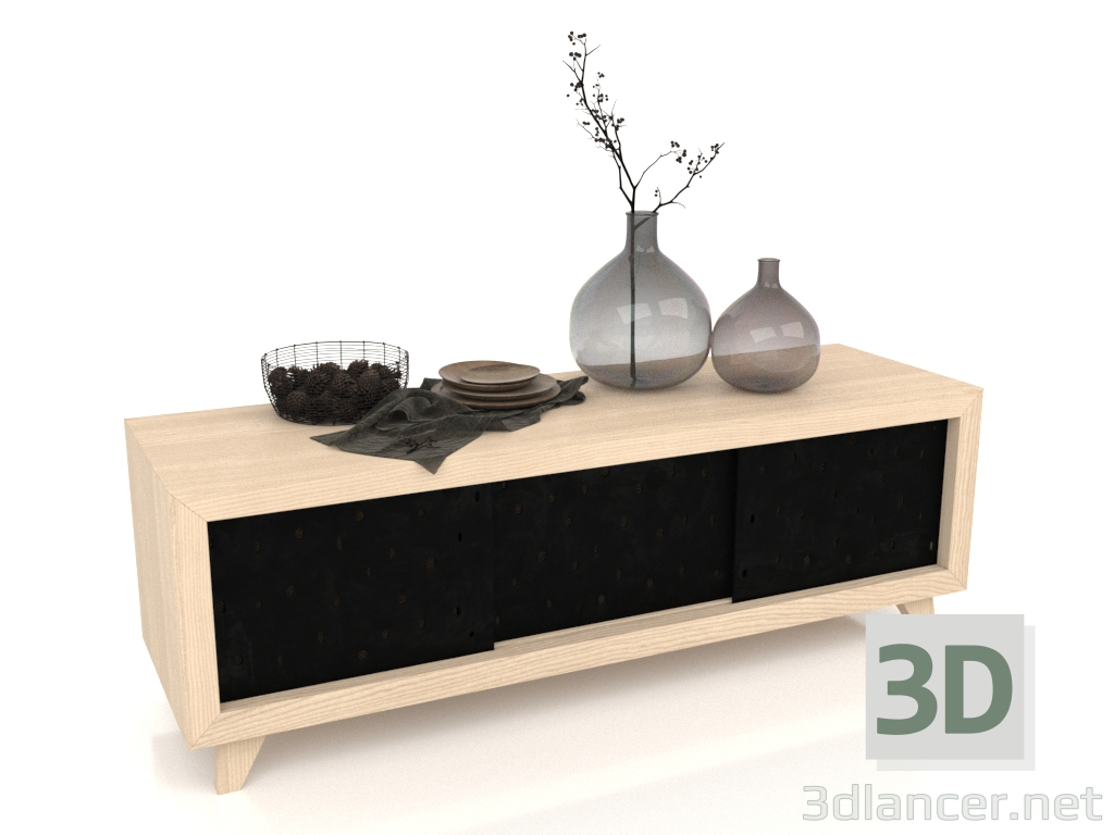 3D Modell PECHYVO Kleiderschrank (Naturbeige, Schwarz) - Vorschau