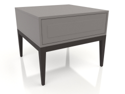 Side table, walnut veneer W finish, matt grey-beige lacquer (59.5x59.5x50 cm)