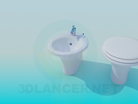 modèle 3D Les WC et bidet - preview