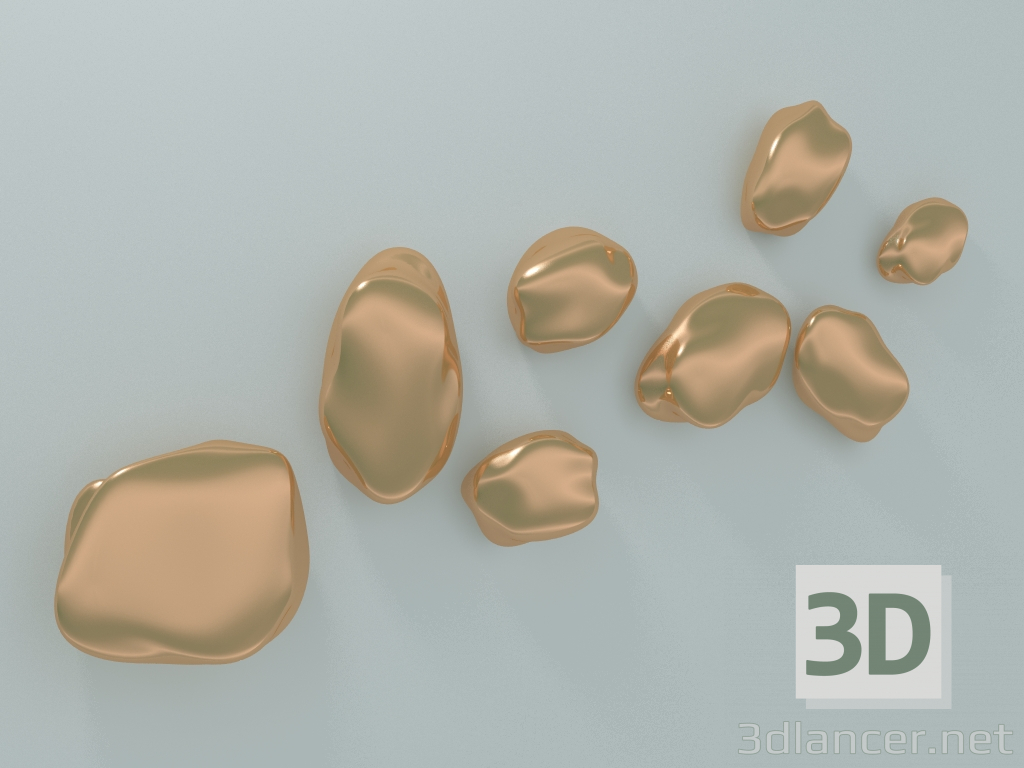 3d model Decoración de pared de piedra (oro rosa) - vista previa