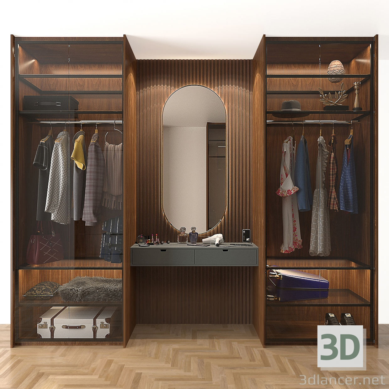 3d GLASS-MASTER-WARDROBE model buy - render