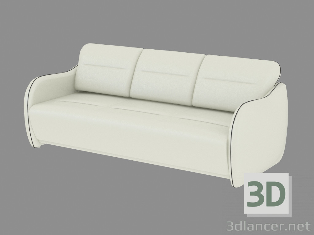 3D Modell Ledersofa gerade triple - Vorschau