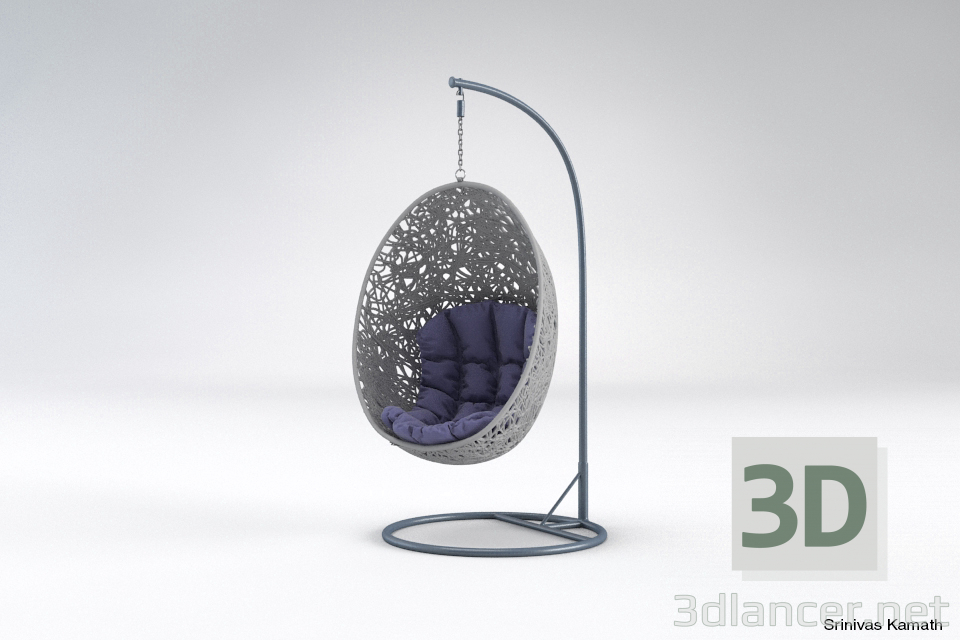 3d model Silla con pie colgante - vista previa