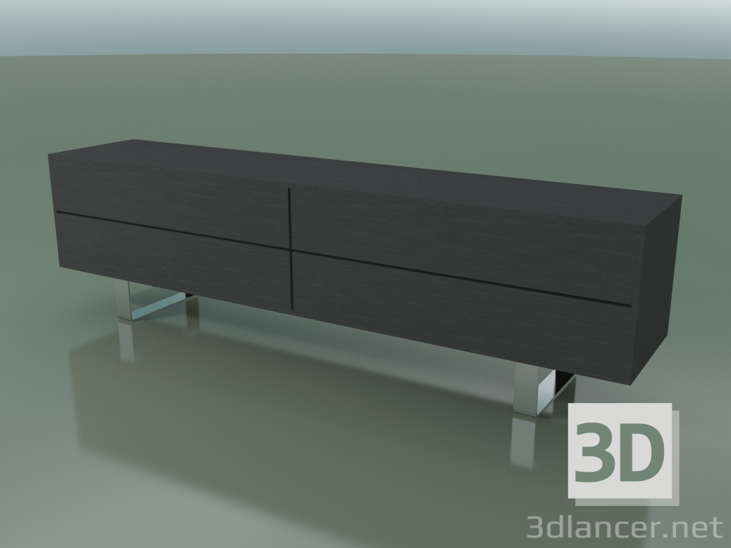 3d model Cómoda de 4 cajones (64, pies de acero cepillado, lacado gris) - vista previa