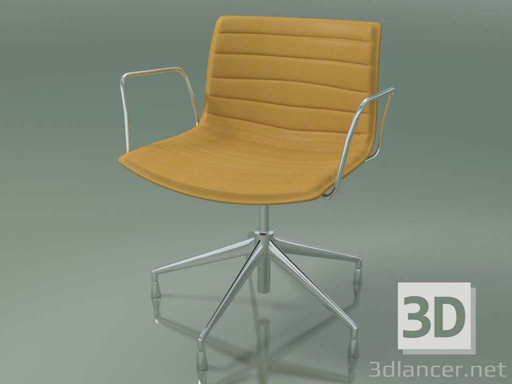 3d model Chair 3127 (5 legs, with armrests, chrome, with removable leather upholstery) - preview