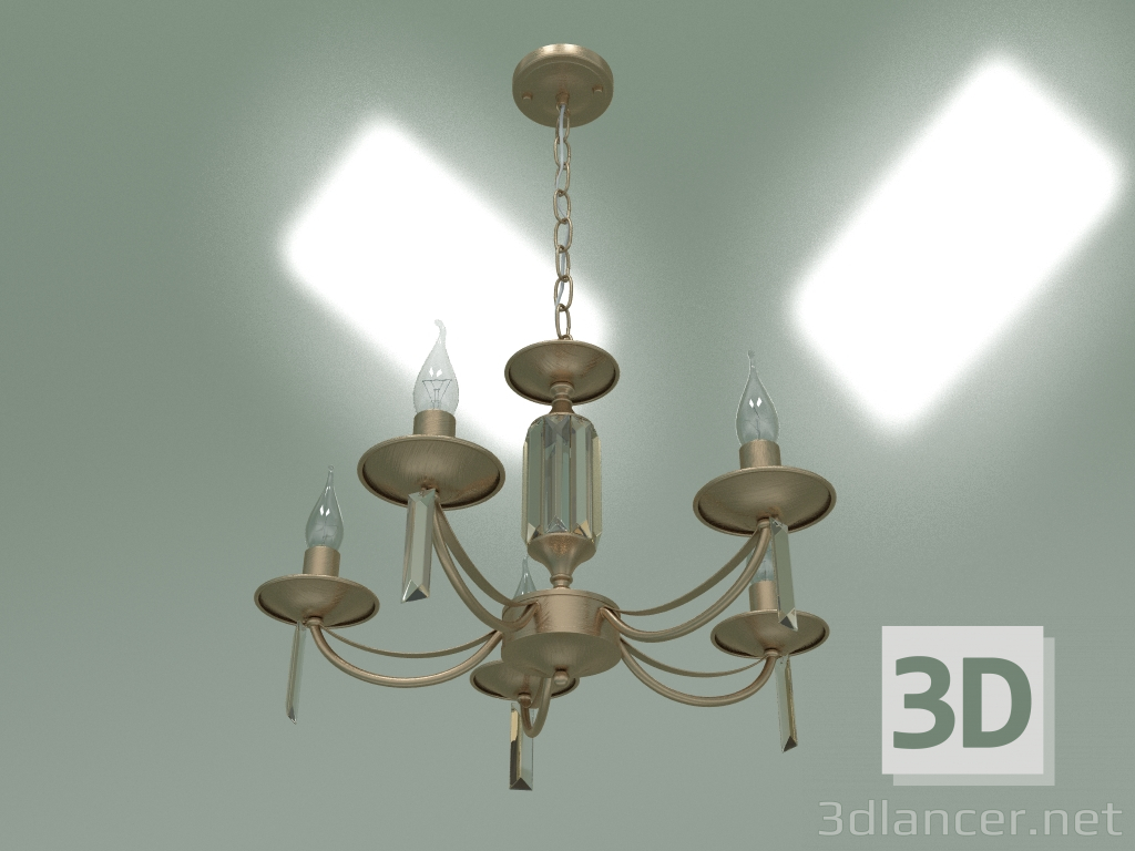 modello 3D Lampadario a sospensione 60087-5 (bronzo antico) - anteprima