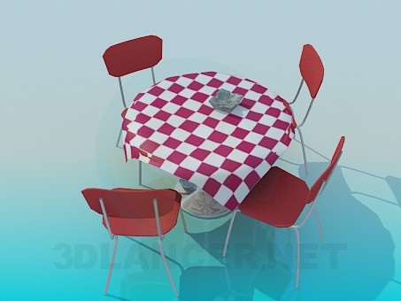 3d model A table in the cafe - preview