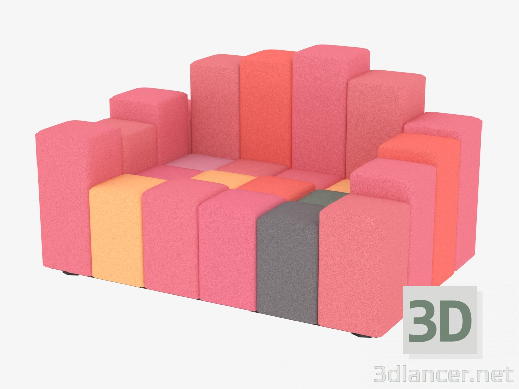 3D Modell Modularer Sessel aus Blöcken - Vorschau