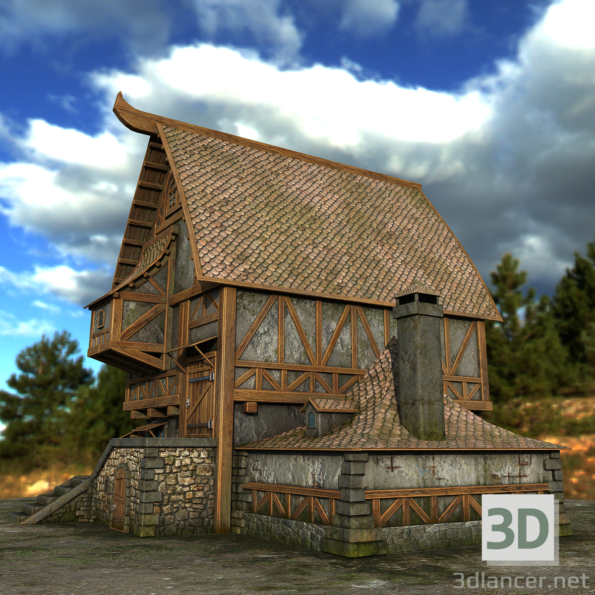 Landhaus 3D-Modell kaufen - Rendern