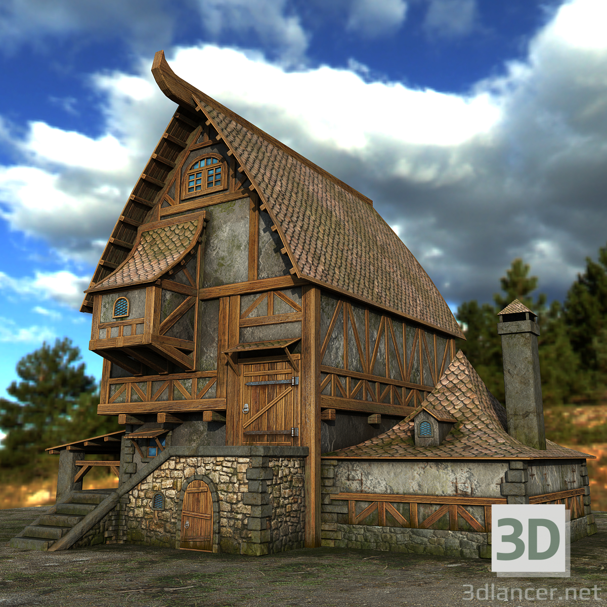 Landhaus 3D-Modell kaufen - Rendern