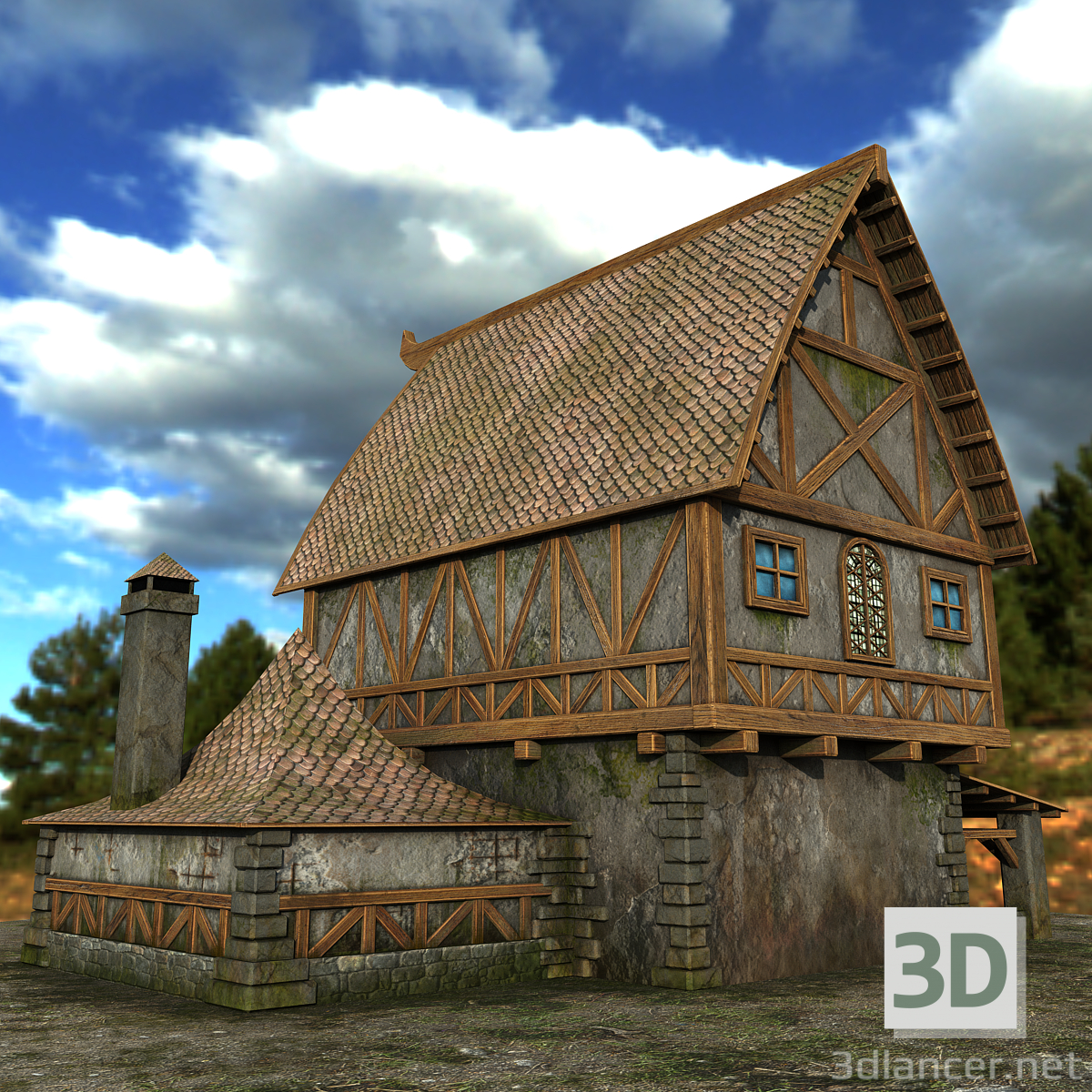 Landhaus 3D-Modell kaufen - Rendern