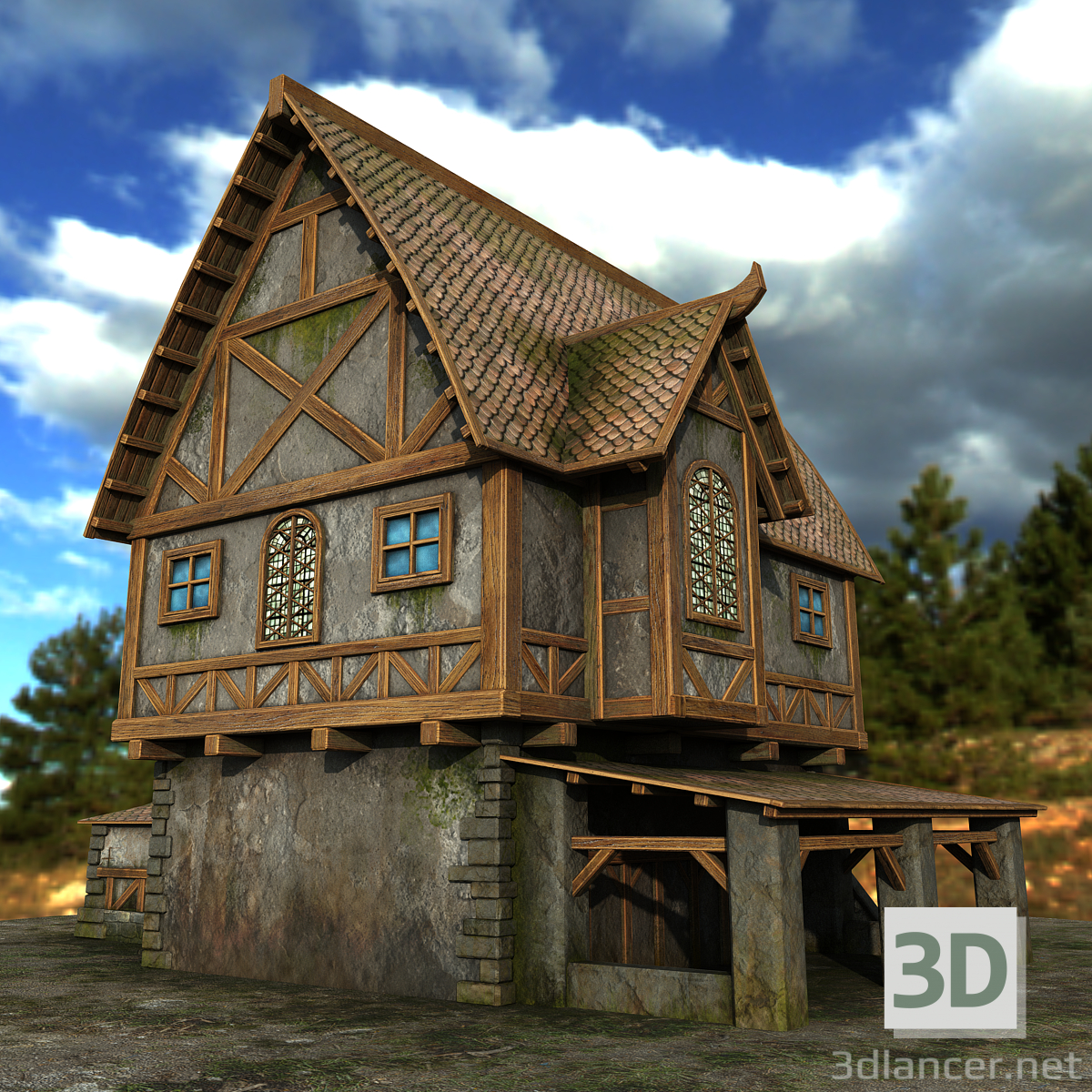 Landhaus 3D-Modell kaufen - Rendern