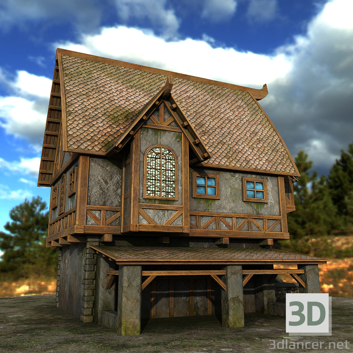 Landhaus 3D-Modell kaufen - Rendern