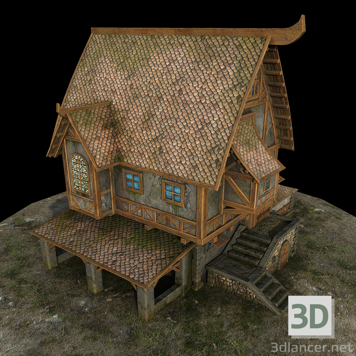 Landhaus 3D-Modell kaufen - Rendern