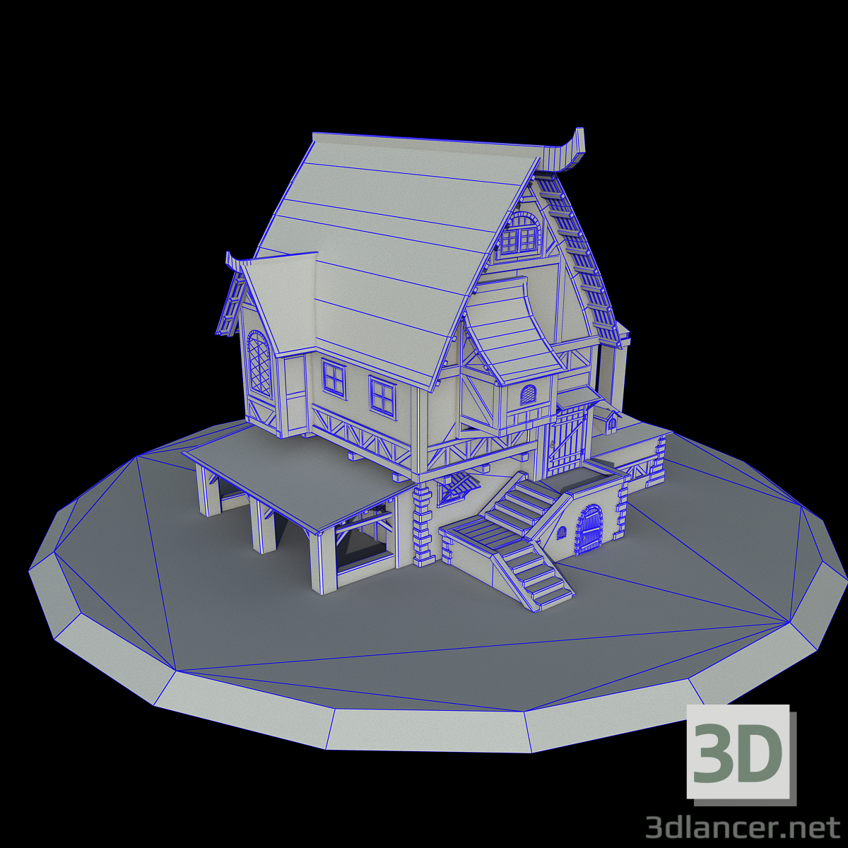 Landhaus 3D-Modell kaufen - Rendern