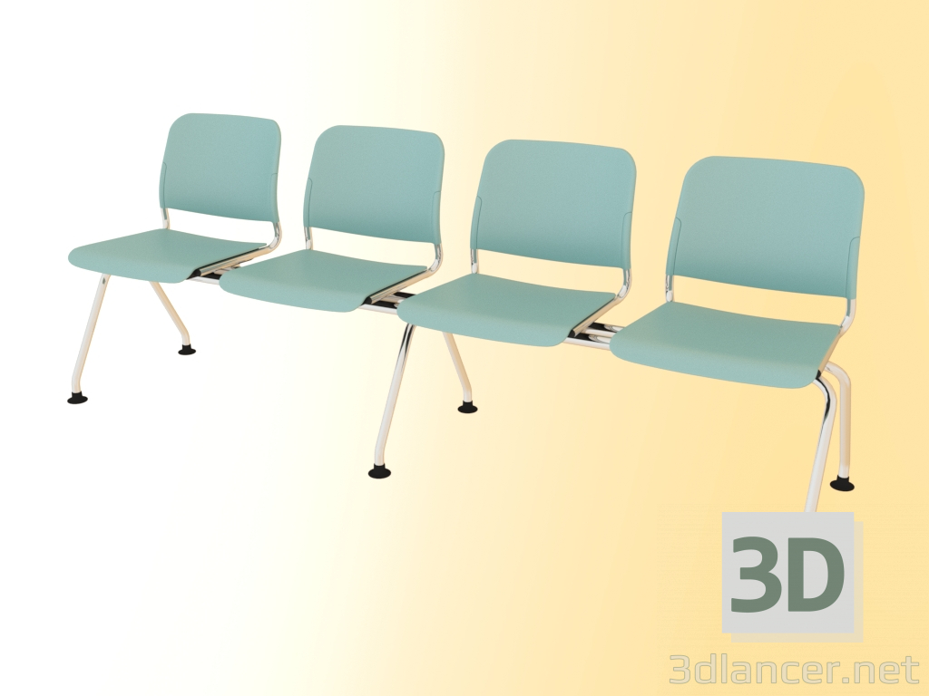 3d model Banco de cuatro plazas (522L4) - vista previa