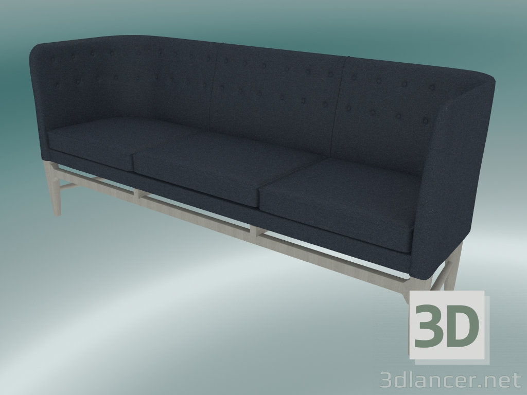 3d model Sofá triple Mayor (AJ5, H 82cm, 62x200cm, Roble blanco aceitado, Divina - 793) - vista previa