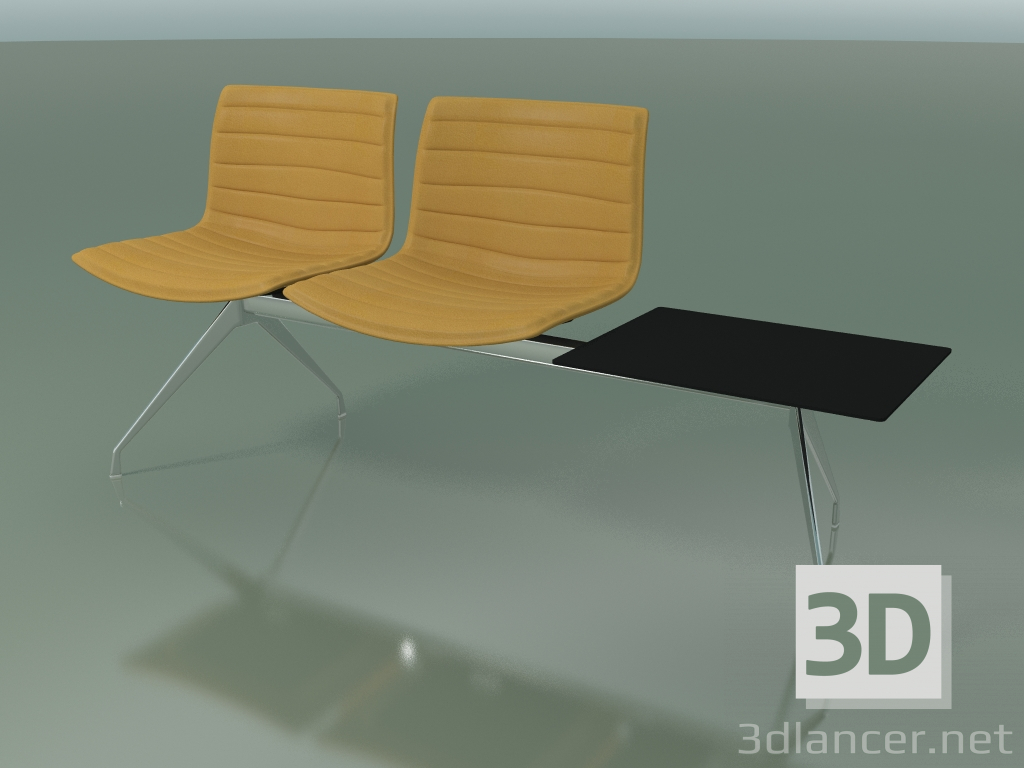 modèle 3D Banc 2037 (double, avec une table, avec revêtement en cuir) - preview