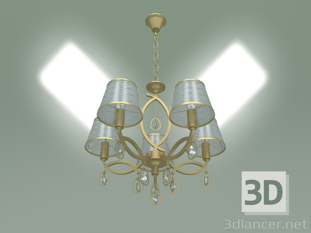 modello 3D Lampadario a sospensione 60091-5 (oro perla) - anteprima