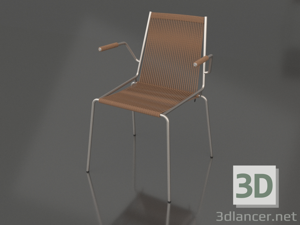 3d model Silla con reposabrazos Noel (Base Acero, Lana Marrón) - vista previa