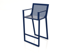 Tabouret haut avec dossier haut et accoudoirs (Bleu nuit)